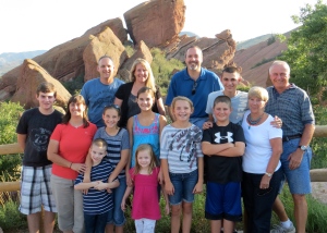 The whole family at Red Rocks Park and Amphitheater, Colorado